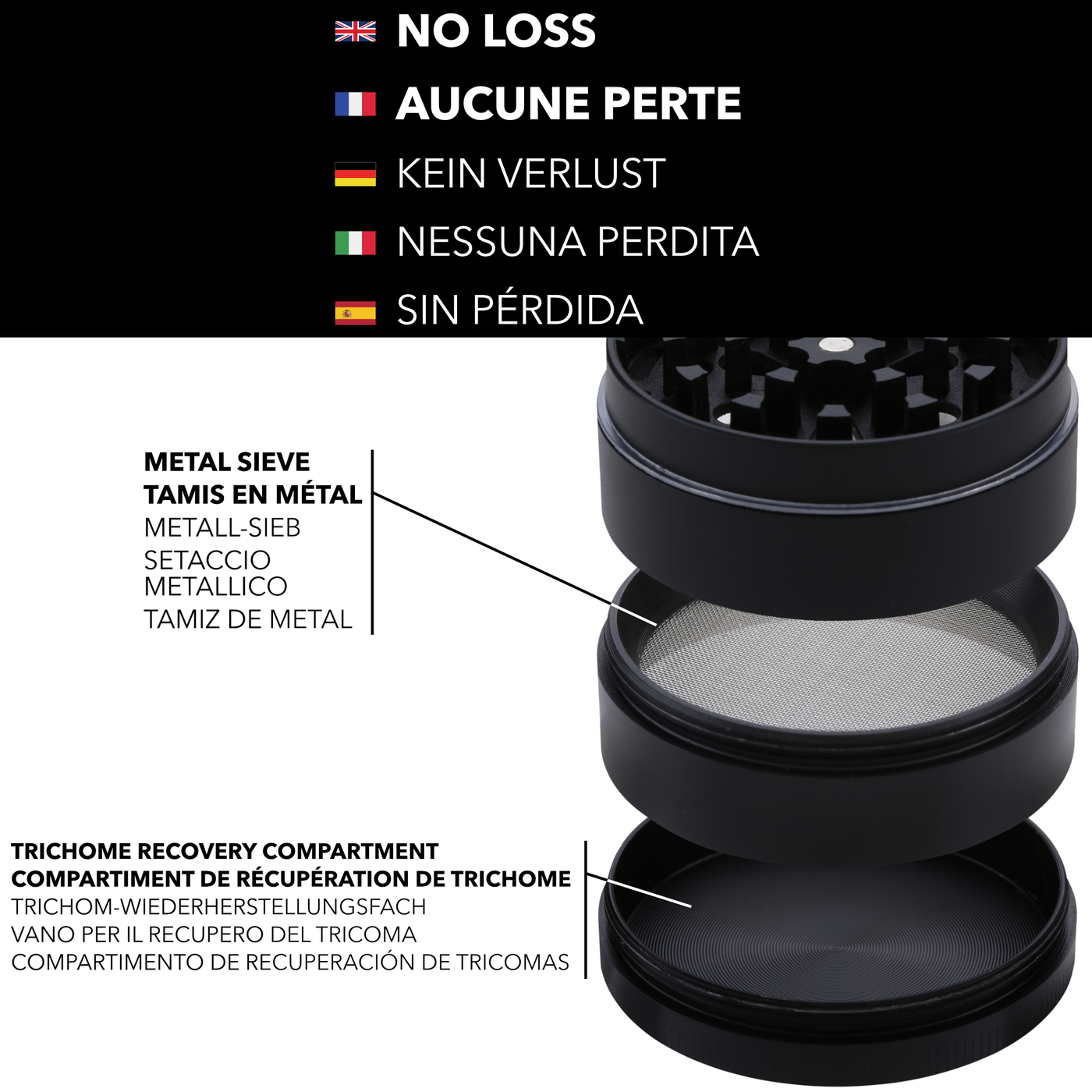 Grinder [Garantie À Vie] 4 Parties Dont 3 Compartiments avec Filtre et